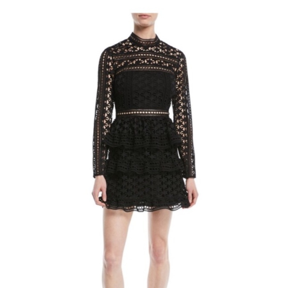 Black long sleeve star self portrait dress